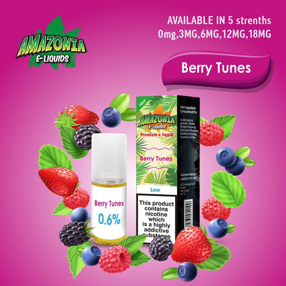 Amazonia 50/50 E-Liquid 10ml - Berry Tunes Flavour - achieversvapes.co.uk