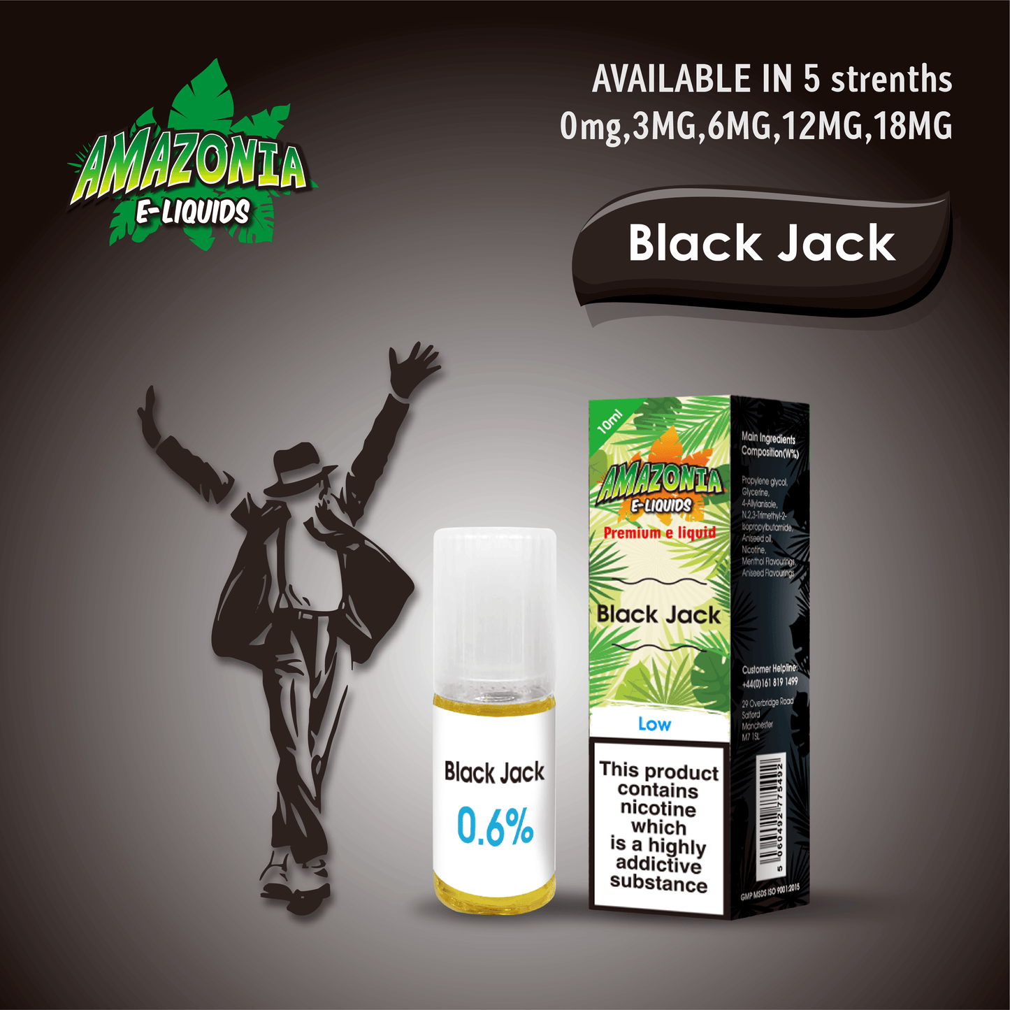 Amazonia 50/50 E-Liquid 10ml - Black Jack Flavour - achieversvapes.co.uk