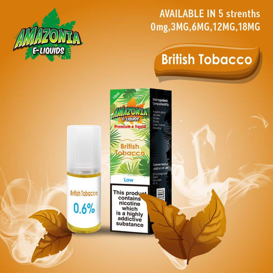 Amazonia 50/50 E-Liquid 10ml -British Tobacco Flavour - achieversvapes.co.uk