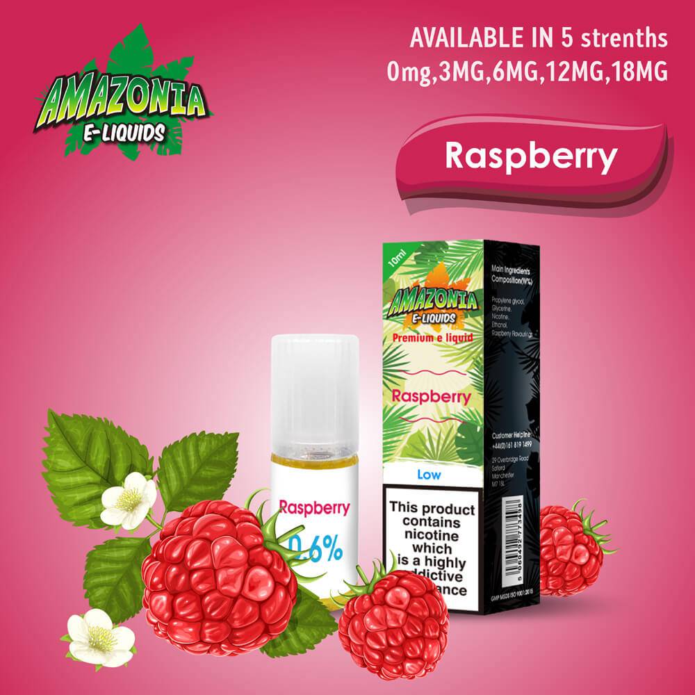 Amazonia 50/50 E-Liquid 10ml - Raspberry Flavour - achieversvapes.co.uk