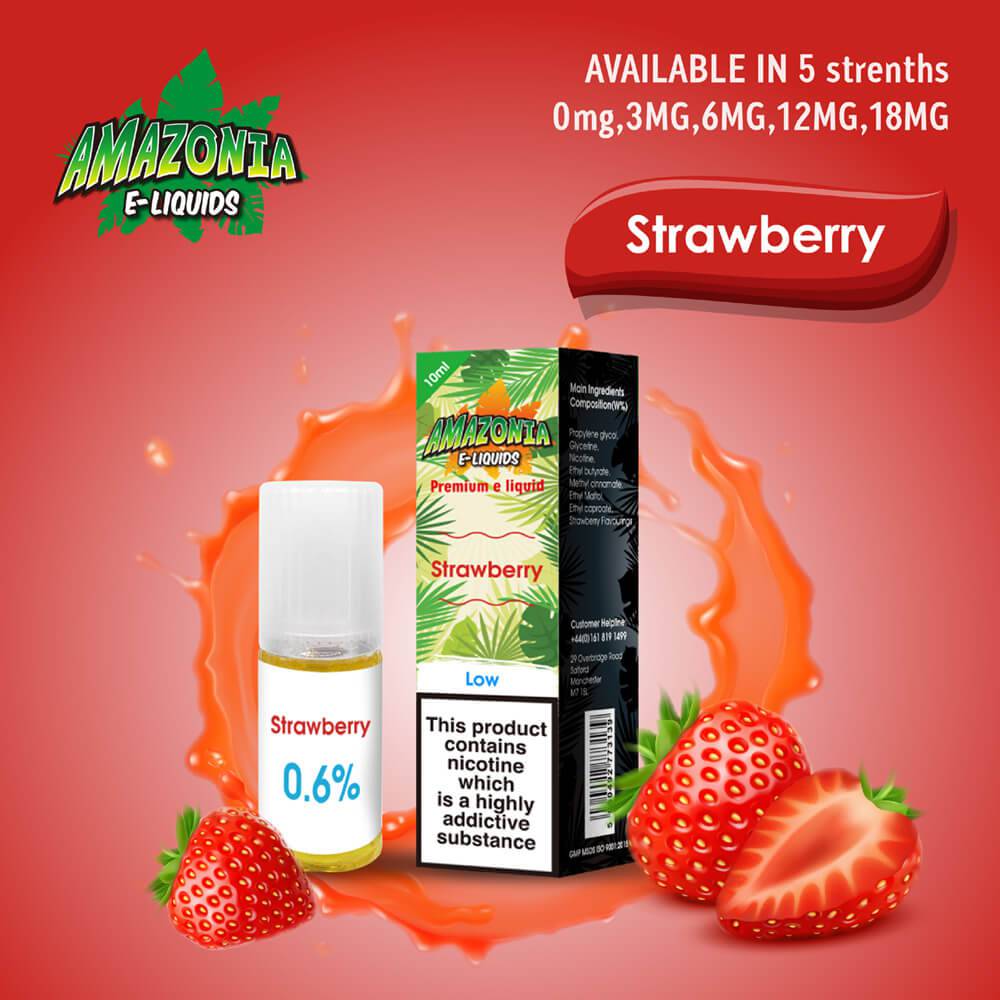 Amazonia 50/50 E-Liquid 10ml - Strawberry Flavour - achieversvapes.co.uk